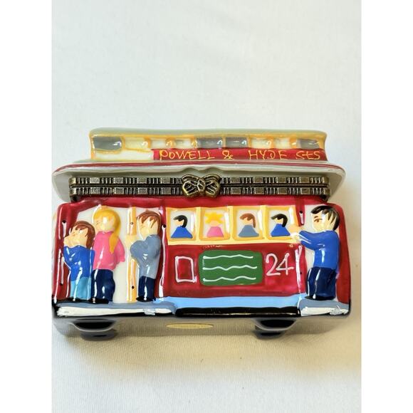Powell & Hyde San Francisco Cable Car Ceramic Trinket Box with Trinket 2”x3” - Picture 7 of 9